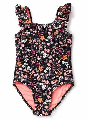 SURFACE Floral Ruffle Cottagecore One Piece Swimsuit Girls Sz 6